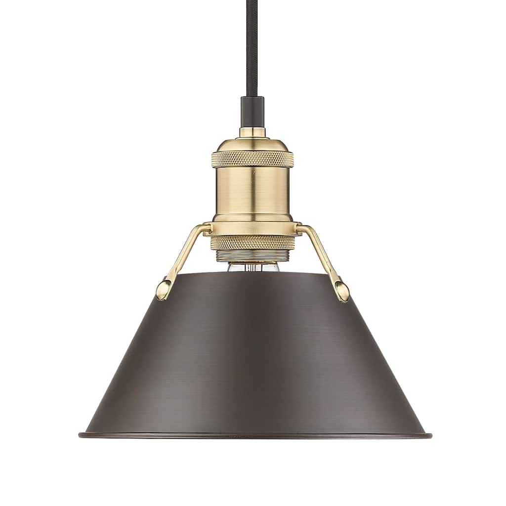 Yep by Golden Lighting Orwell 1-light 8in Pendant in Brushed Champagne Brass and Rubbed Bronze shade - Gold
