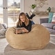 preview thumbnail 51 of 66, Madison Faux Suede 5-foot Beanbag Chair by Christopher Knight Home Camel