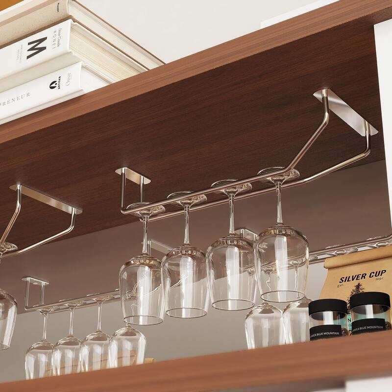 Meyreso Food storage cabinet Contemporary/Modern White Kitchen hutch with Wine Storage