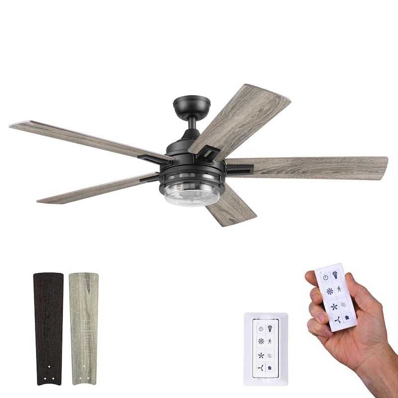52" Honeywell Myers Park Contemporary Indoor LED Ceiling Fan with Light, Remote Control, Dual Finish Blades