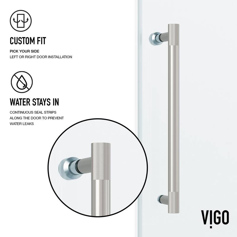 VIGO Hamilton 56" to 60" W x 68" H Frameless Sliding Tub Door
