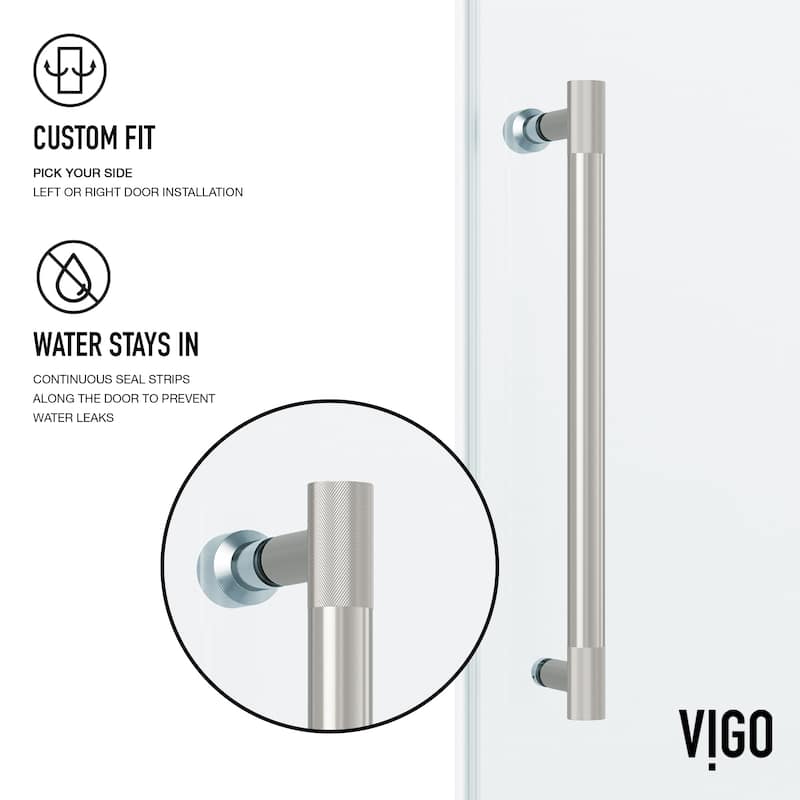 VIGO Hamilton 56" to 60" W x 78" H Frameless Sliding Shower Door