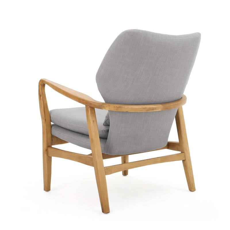 Fabric Mid-Century Club Chair with Wood Frame and Tufted Back