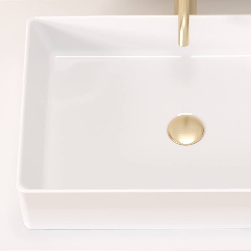 Modern Rectangular Ceramic Vessel Sink Countertop Bathroom Sink