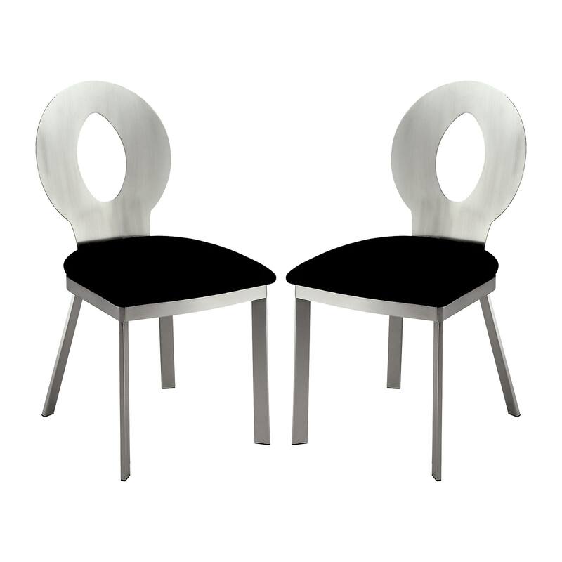 Set of 2 Microfiber and Metal Side Chairs