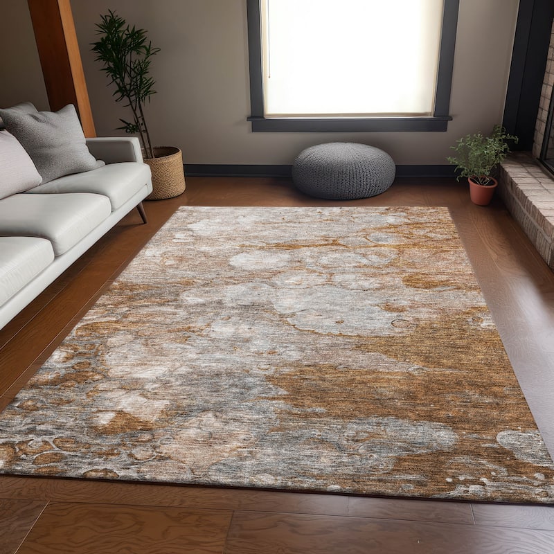 Premium Washable Super Soft Contemporary Ripples Mayfield Rug - Terracotta - 2' 6" x 3' 10" - Rectangle