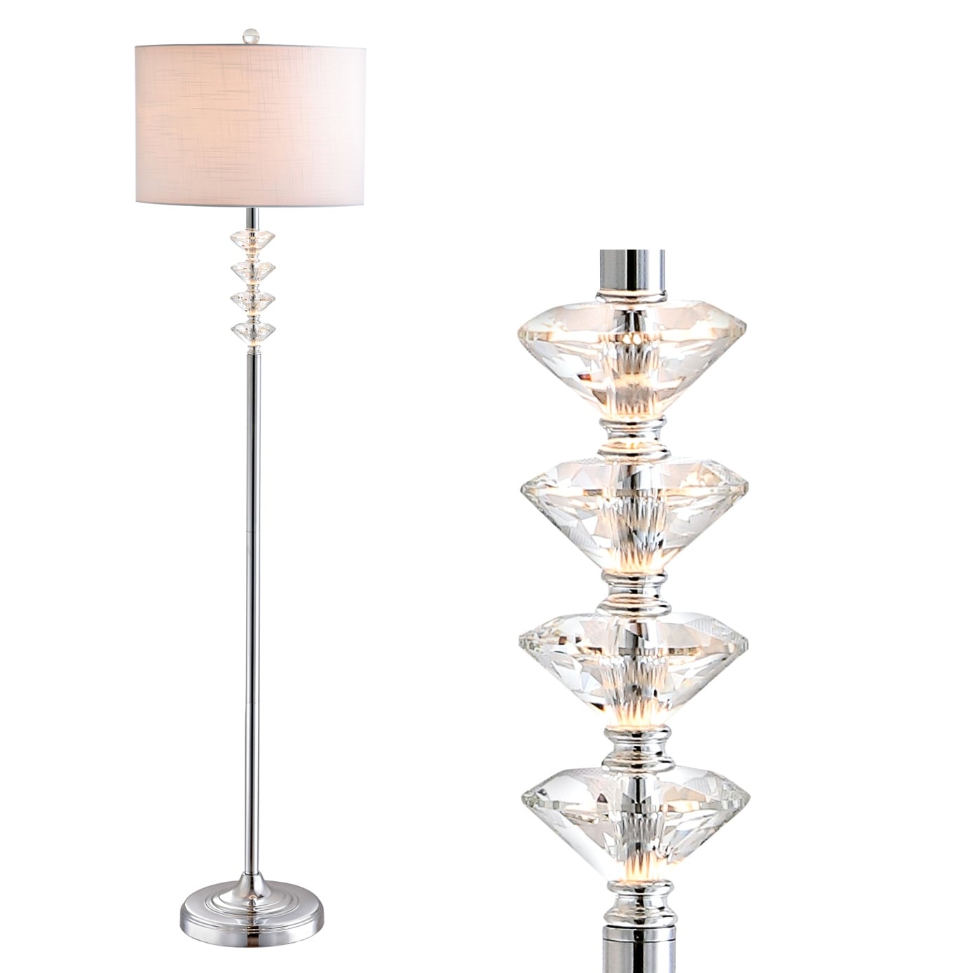 JONATHAN Y Aria 60.5" Crystal/Metal LED Floor Lamp, Clear/Chrome - 60.5" H x 15" W x 15" D