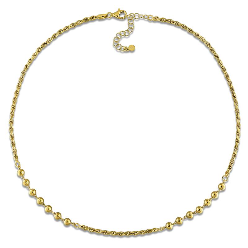 Miadora Sterling Silver Rope and Ball Chain Necklace and Bracelet Set