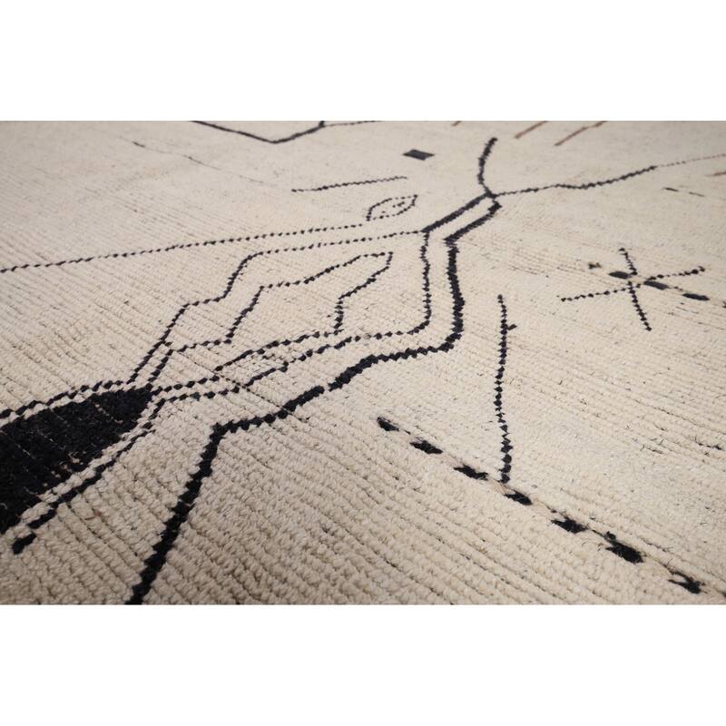 Earth Tone Moroccan Area Rug Handmade Stripe Wool Carpet - 8'8" x 12'11"