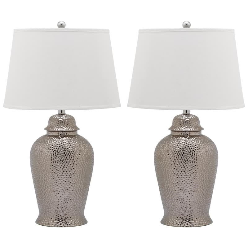 SAFAVIEH Lighting 28-inch Silver Sterling Ginger Jar Lamp (Set of 2) - 16"x16"x27.5"