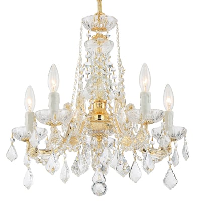 Maria Theresa 5 Light Swarovski Strass Crystal Gold Mini Chandelier - 20'' W x 19'' H