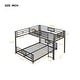 preview thumbnail 8 of 26, L-Shaped Metal Bunk Bed with Ladder and Guardrails, Twin Over Full Size Heavy Duty Bunk Bedframe with Slats Support