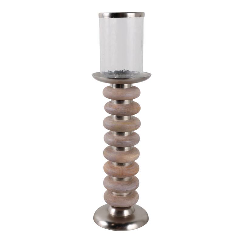 Candle Holder - Pillar with Wood Ring Base