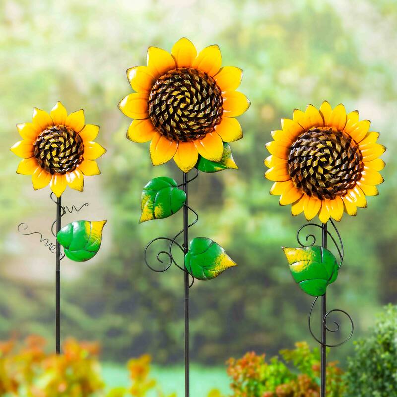 Radiant Sunflower Garden Stake, Set of 3
