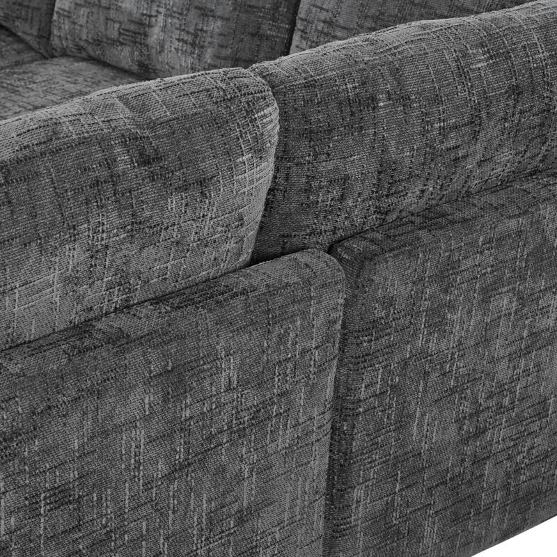 U-Shaped Sectional Sofa with Movable Ottoman, 6 Piece Chenille Sofa Set, Pine Wood Frame Convertible Modular Corner Couch