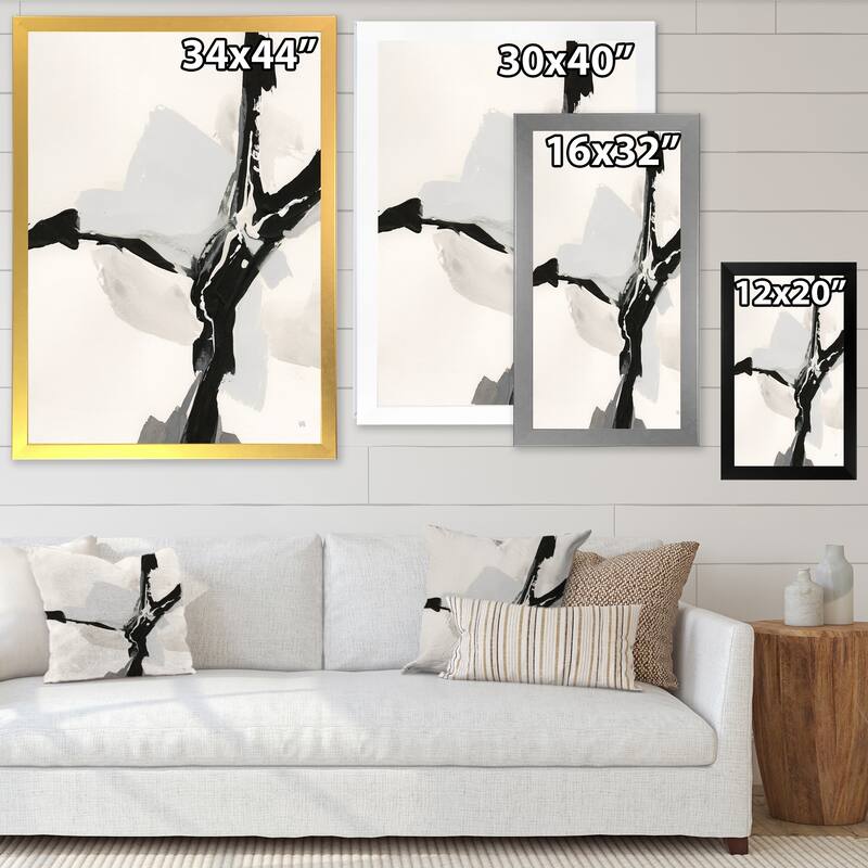 Designart "Abstract Neutral III" Mid-Century Modern Framed Art Print