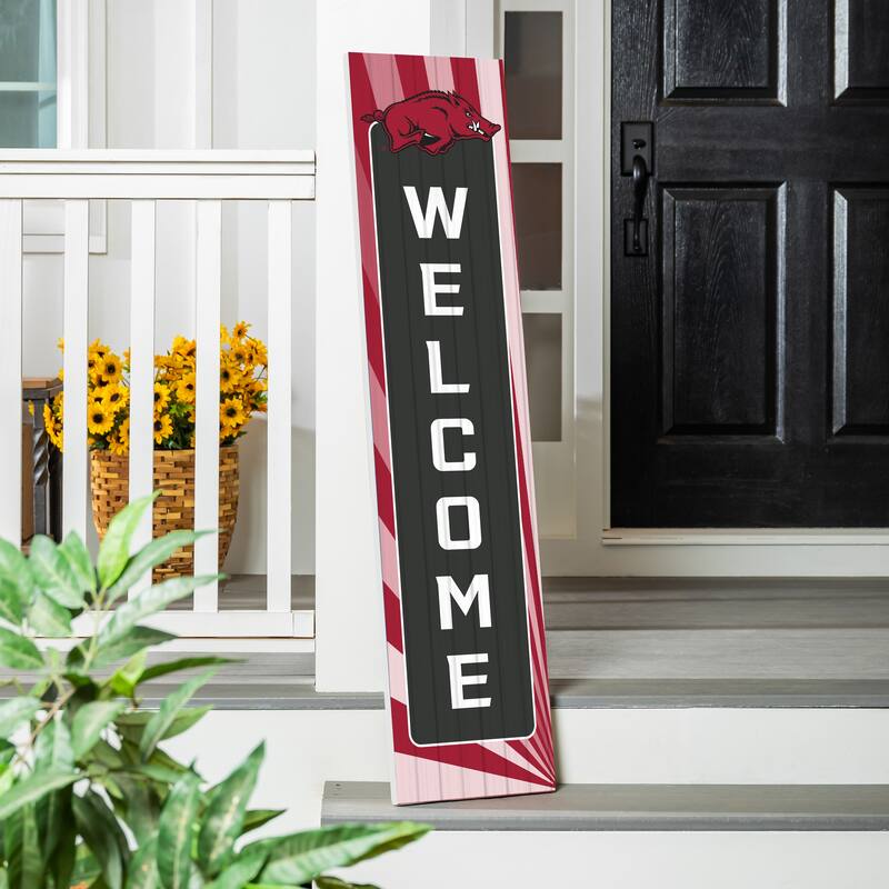 47" Porch Leaner Welcome Wall Sign, University of Arkansas - Black