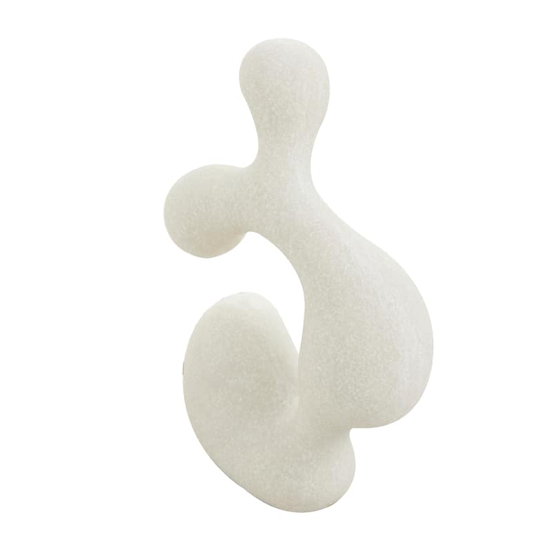 White Polystone Curved Shaped Abstract Sculpture with Speckled Texturing