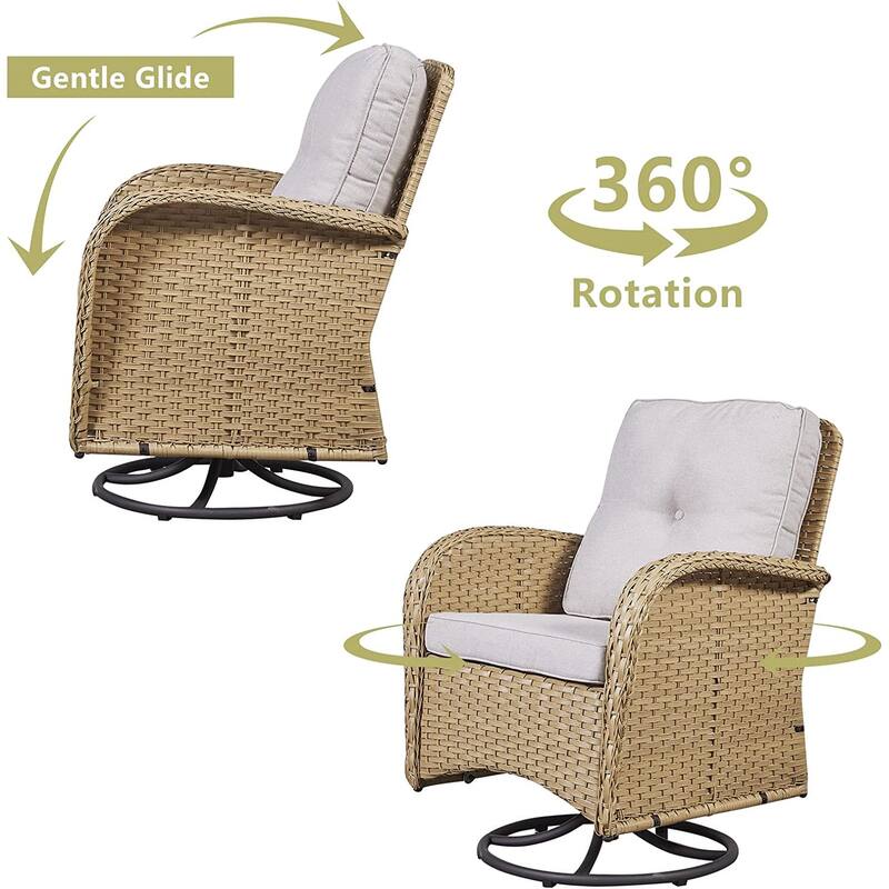 Gymojoy Swivel Patio Chair & Table 3 Piece Outdoor Furniture Set
