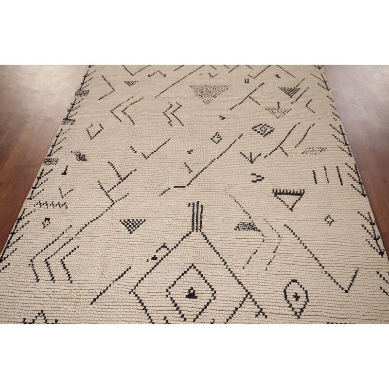 Abstract Moroccan Oriental Area Rug Handmade Wool Carpet - 4'11"x 8'7"