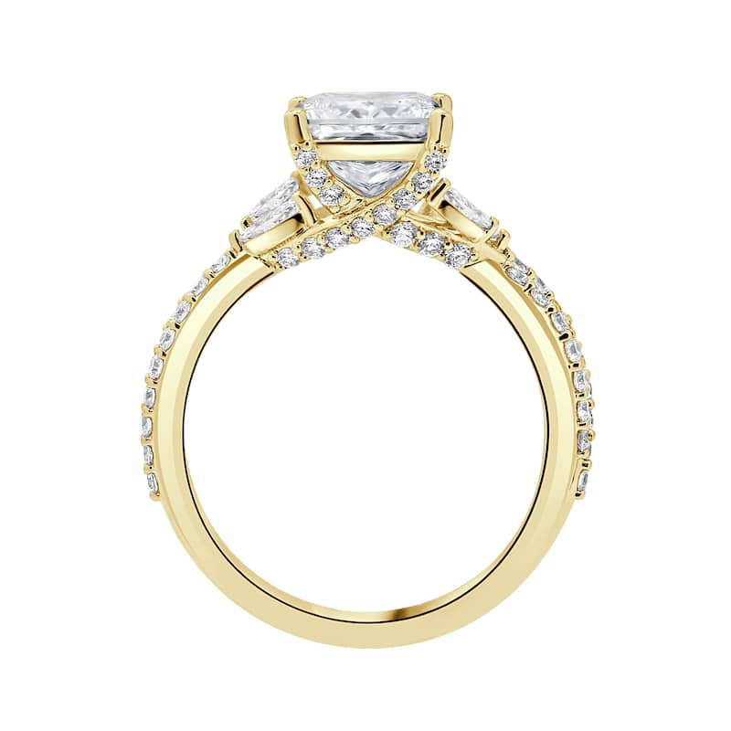 Auriya 14k Gold 5 3/4ctw Princess Lab grown Twisted-Vine Diamond Engagement Ring (E-F VS)