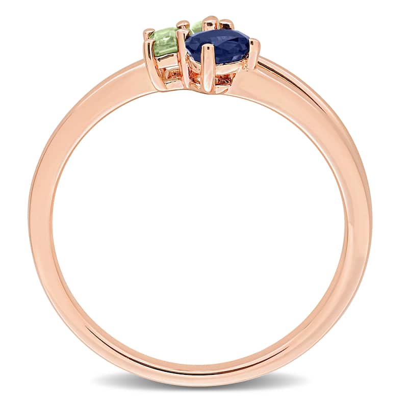 Miadora Multi-Gem Three Stone Split Shank Ring Sterling Silver