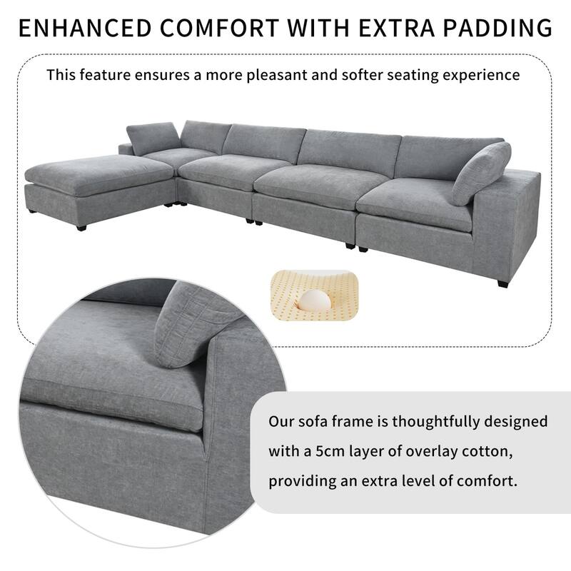 Upholstered Oversize Modular Sofa with Removable Ottoman,Sectional sofa for Living Room Apartment