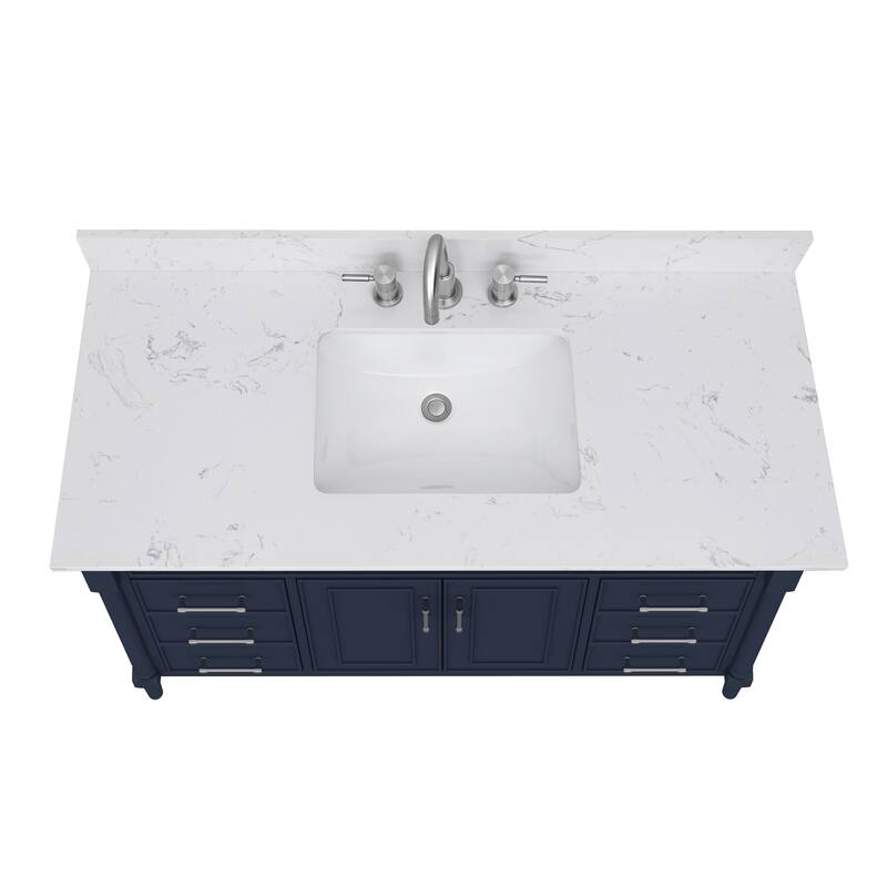 Avanity Bristol 49 in. Bath Vanity in Navy Blue finish and Cala White Engineered Top