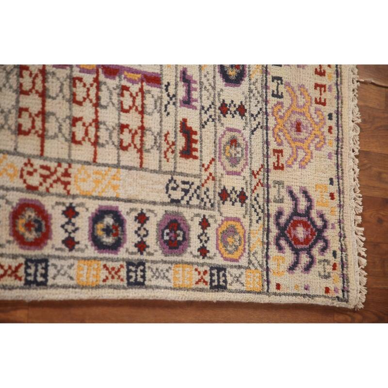 Tribal Geometric Khotan Runner Rug Handmade Wool Carpet - 2'6"x 8'0"