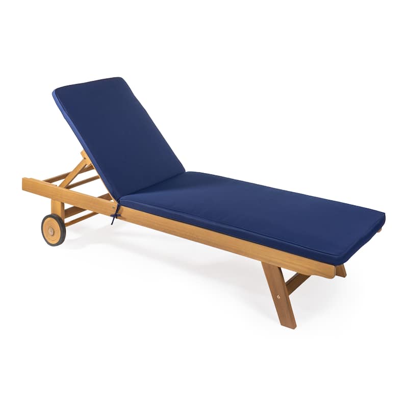 Adjustable Outdoor Chaise Lounge w/ Cushion & Wheels - JONATHAN Y