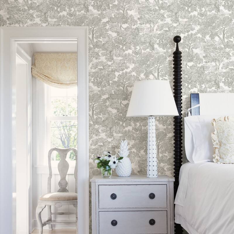 Chesapeake Spinney Grey Toile Wallpaper - 20.5in x 396in x 0.025in