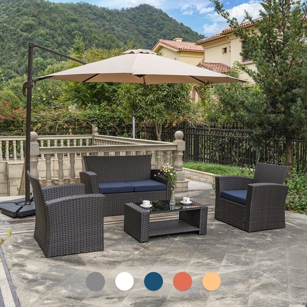 Grandview Outdoor 4-piece Patio Conversation Set with Cushions. Opens flyout.