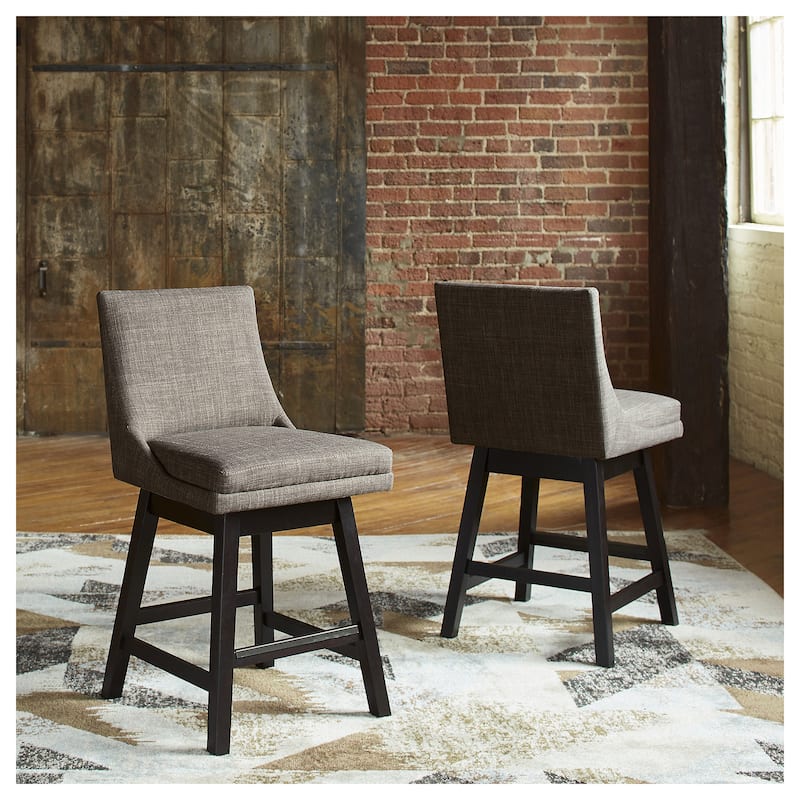 Tallenger Upholstered Swivel Stool (Set of 2) - Brown - Counter Height