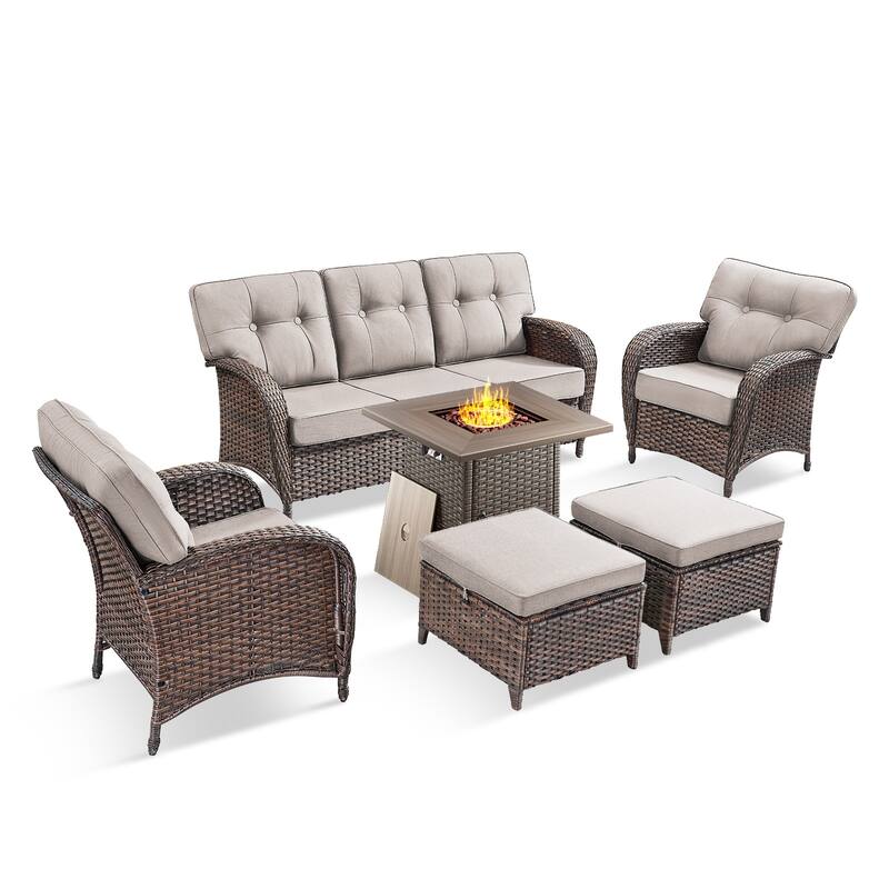 Pocassy Ooutdoor Fire Pit Table with Patio Funiture