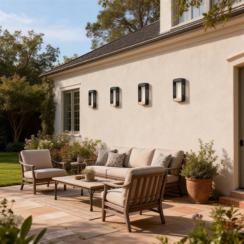 4 Pack Solar Rectangle Frame Integrated LED Sensor Outdoor Wall Light