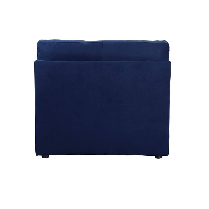 Armless Chair with Fabric Seat and Pillow Back, Blue
