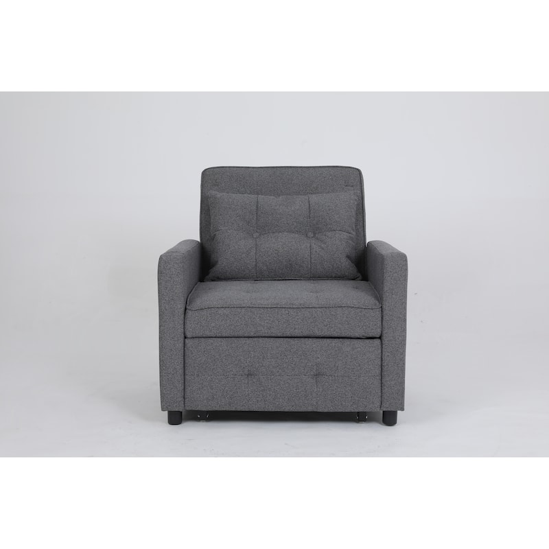 Convertible Pull-Out Sofa Bed with Side Pockets, Sleeper Chair with USB Charging, Single Chaise Lounger Chair