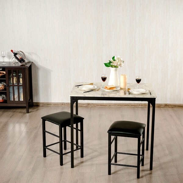Faux marble counter sales height dining table set
