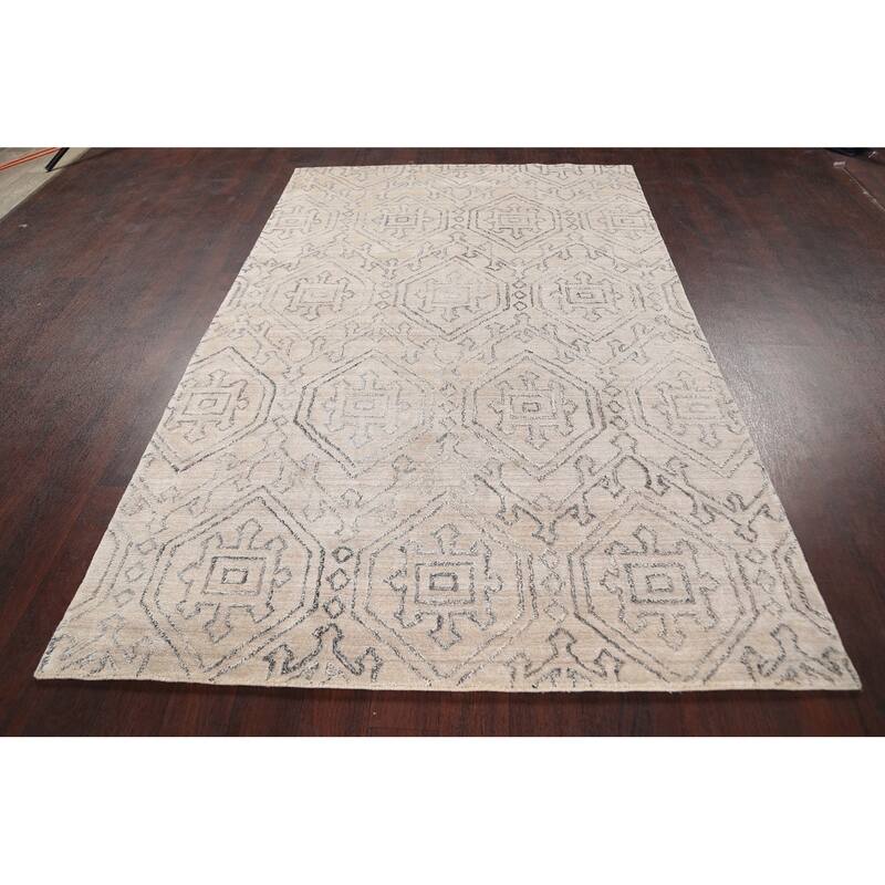Geometric Oriental Gabbeh Area Rug Wool Handmade Modern Carpet - 5'0" x 7'10"