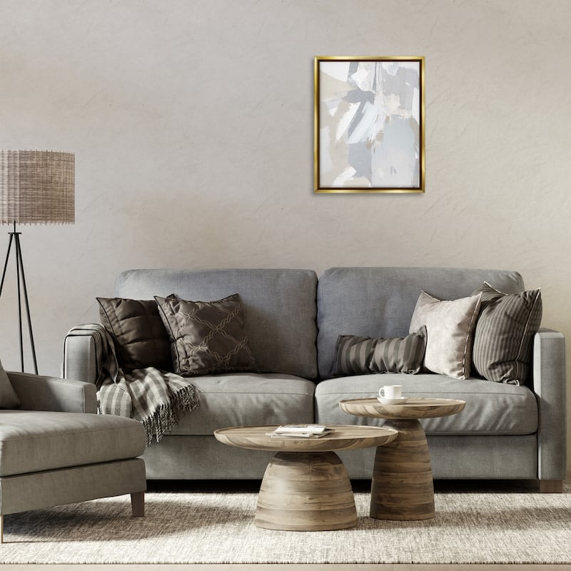 Stupell Neutral Tones Grey & Beige Framed Floater Canvas Wall Art Design By Rachel Springer