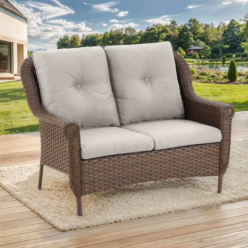 Pocassy Wicker Patio Conversation Set for Backyard