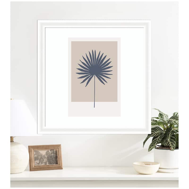 Kate and Laurel Muted Tan and Blue Colorblock Botanical Palm by The Creative Bunch Studio Framed Wall Art Print