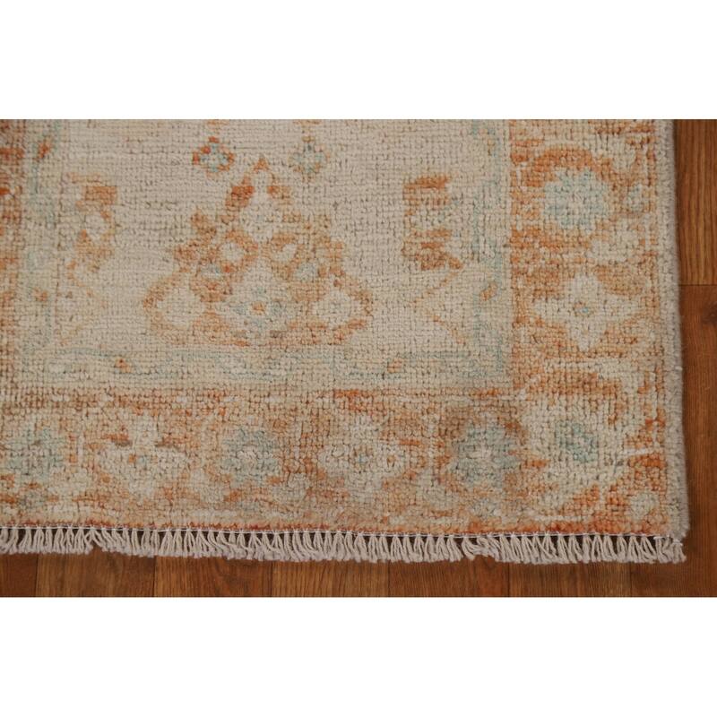 Geometric Oushak Turkish Oriental Rug Wool Hand-knotted Foyer Carpet - 2'0" x 3'10"