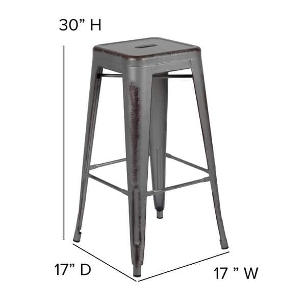dimension image slide 0 of 9, 4 Pack 30"H Backless Distressed Metal Indoor-Outdoor Barstool