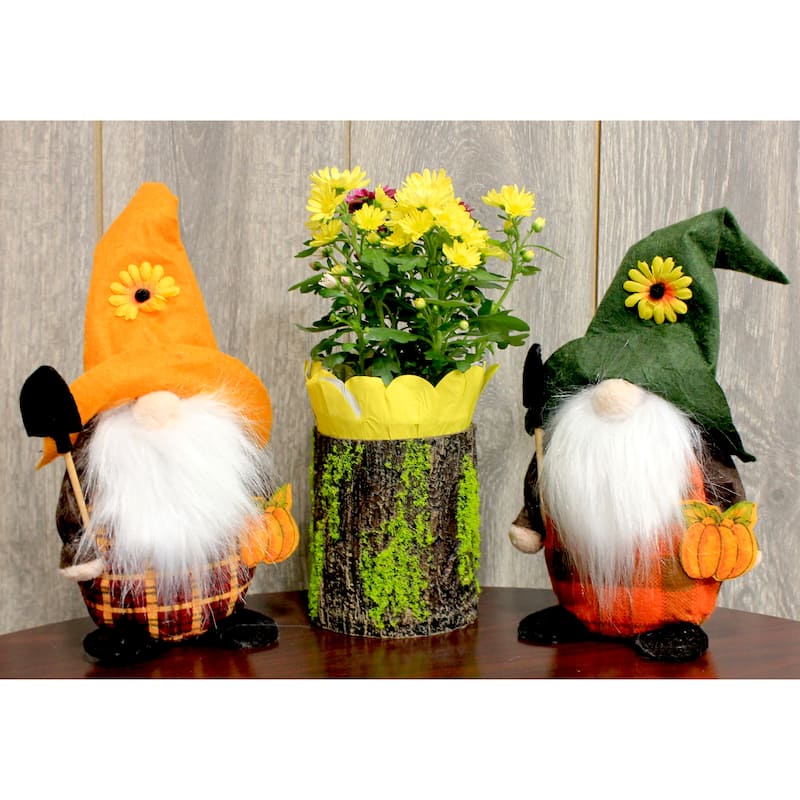 12" Fall Tabletop Gnome w/ Feet, Set of 2