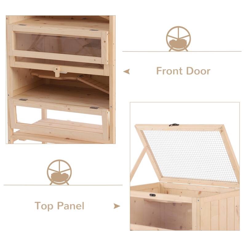 5-Tier Small Pet Cage for Hamsters and Mice with Solid Wood Frame Storage and Panels - 23.5" L x 15.75" W x 47.25" H