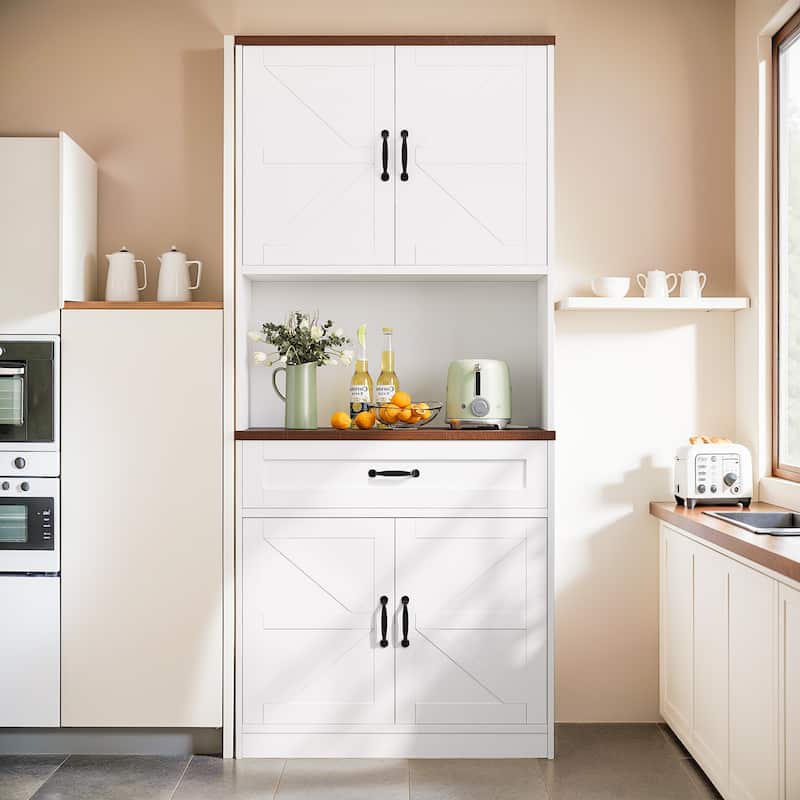 Pocassy Kitchen Pantry Storage Cabinet with 6 Hanging Shelves