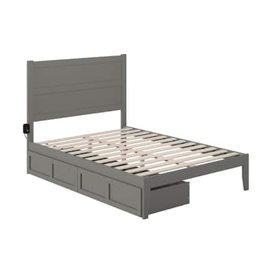 Full Size Bed with Drawers - Grey Storage Platform Bed Frame - Modern Elegance Bedroom Furniture