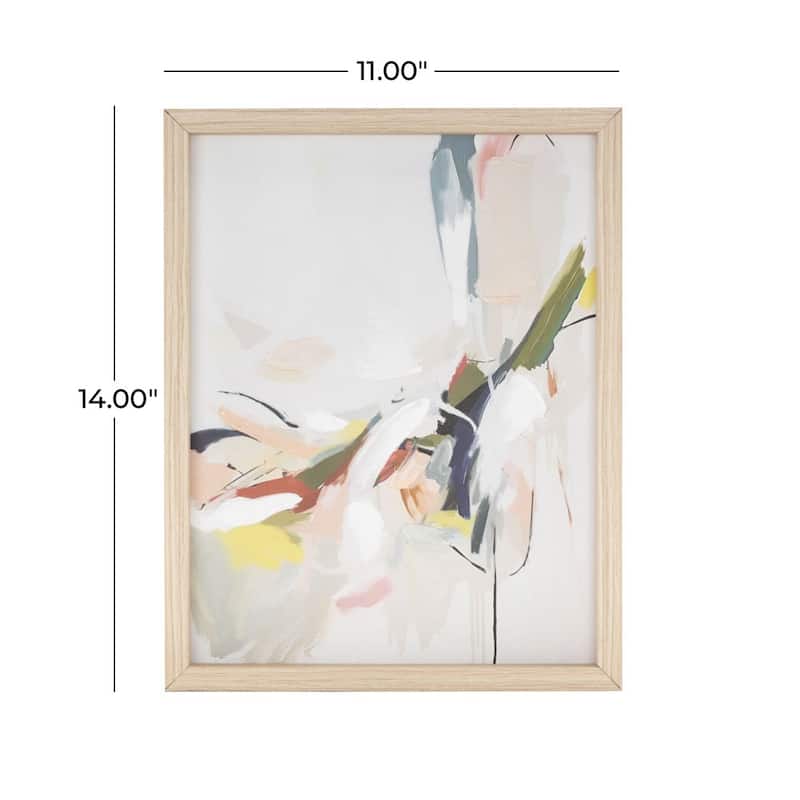 Canvas Abstract Framed Wall Art with Light Brown Frame - Multi Colored - Roche River Decor