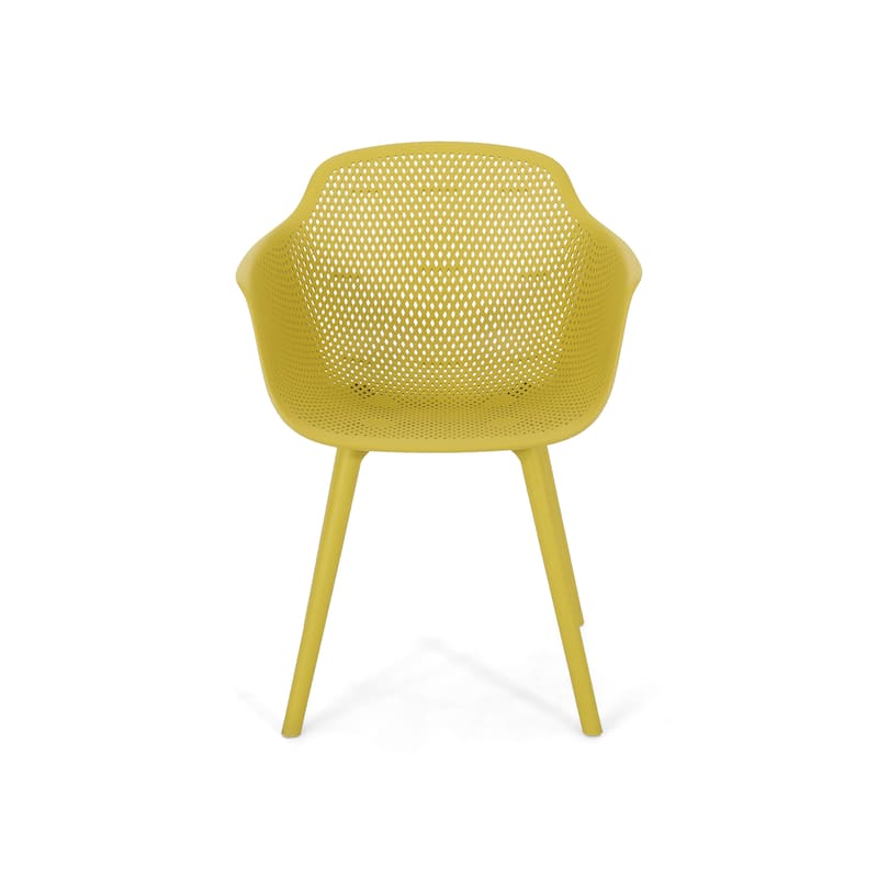 Roomfitters Modern Outdoor Armchairs with Perforated Back and Curved Seat, Lightweight Patio Seating, Set of 2